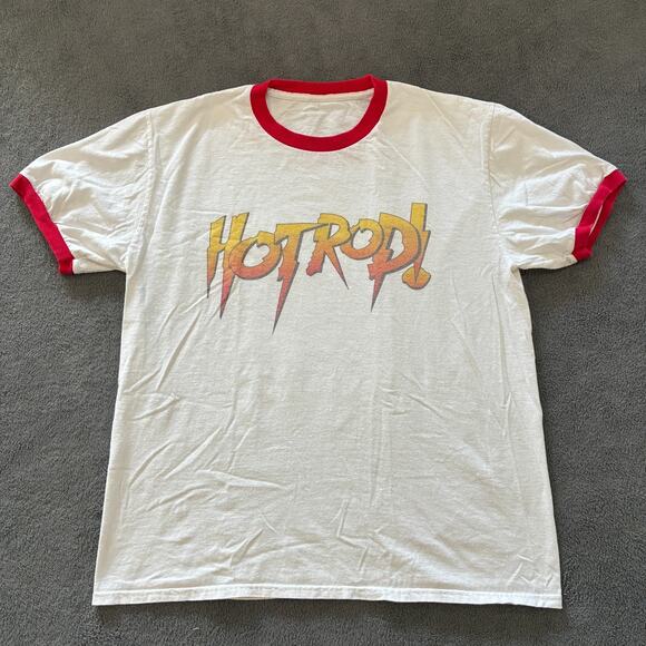 Hot Rod Rowdy Roddy Piper White Red Wrestler Ringer T-Shirt Men’s Size Large - Picture 1 of 7